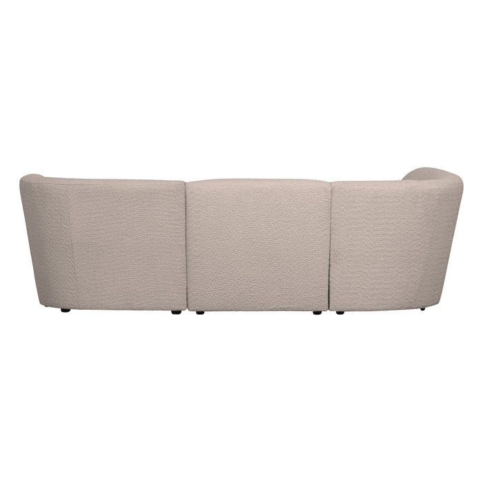 WOOOD Coco 3-Zits Ronding Links - Bouclé - Zand - 70x230x138