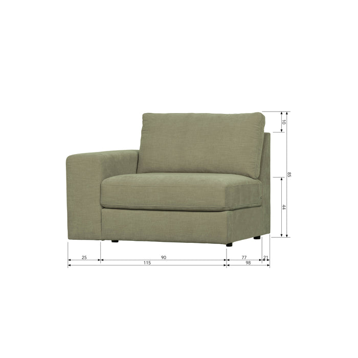 vtwonen Family 1-Zits Bank Element  Arm Links - Polyester - Groen