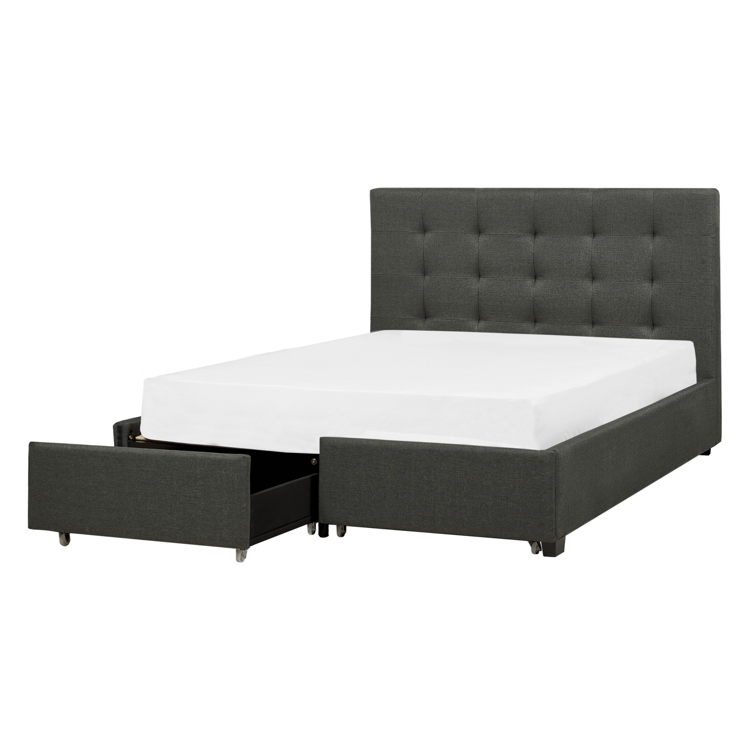 Beliani-ROCHELLE -Bed opbergruimte-Donkergrijs-140x200 cm-Polyester