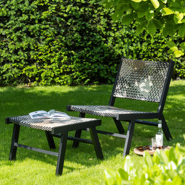 Woood Pom Hocker - Aluminium