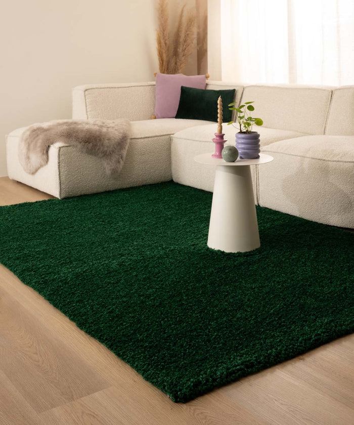 Tapeso Hoogpolig vloerkleed shaggy Trend effen - jade - 160x230 cm