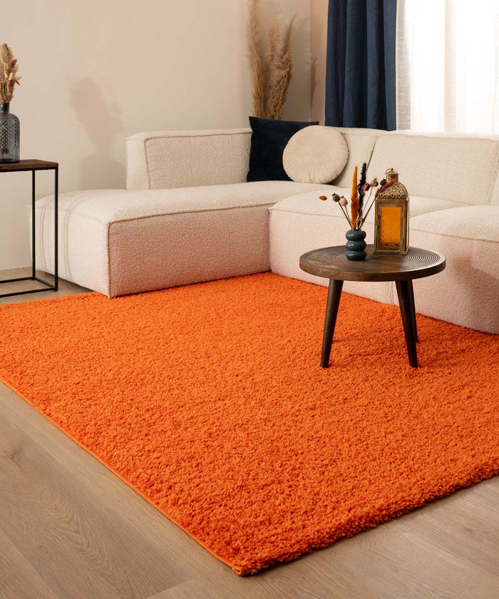 Tapeso Hoogpolig vloerkleed shaggy Trend effen - oranje - 60x110 cm