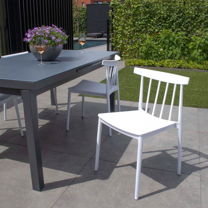 Giga Meubel - Tuinstoelen Stapelbaar - Wit - Kunststof - Set van 2