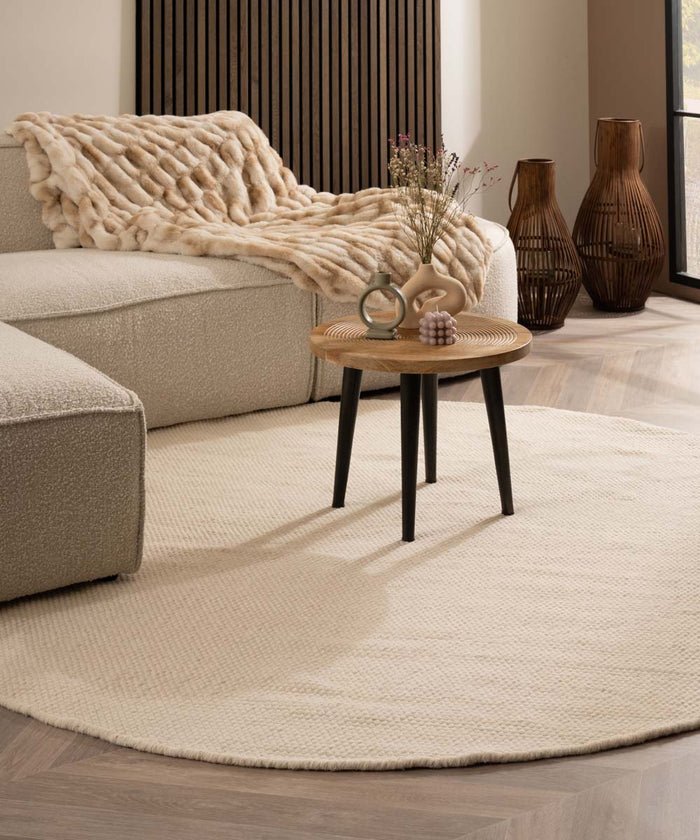 Nordic Weavers Rond wollen vloerkleed - Ulstein wit - 150 cm