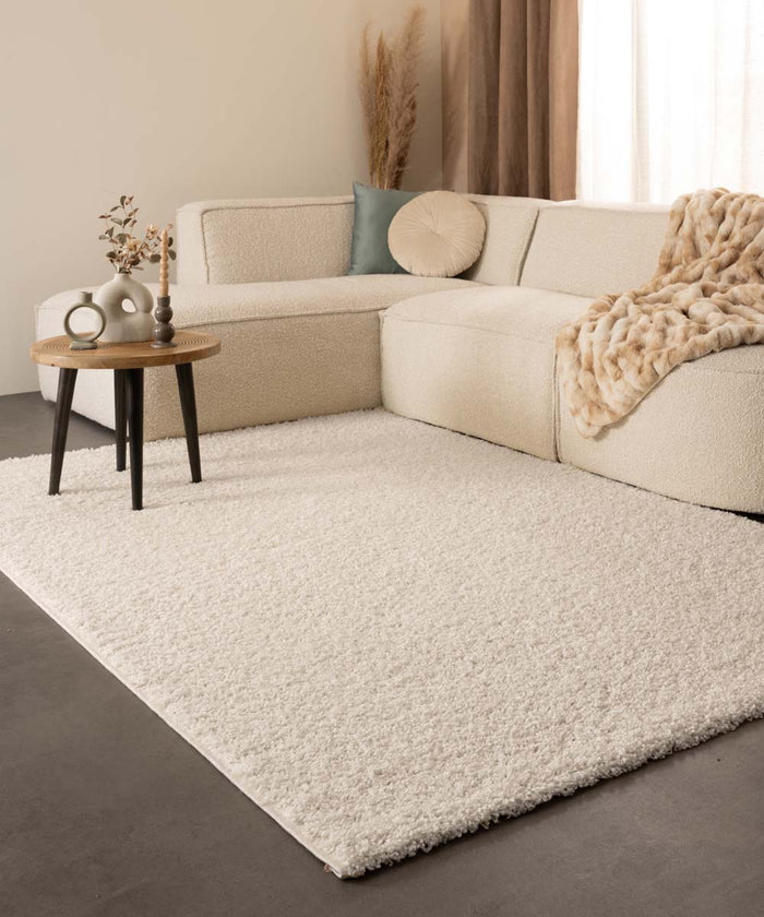 Tapeso Hoogpolig vloerkleed shaggy Trend effen - ivoor - 200x300 cm