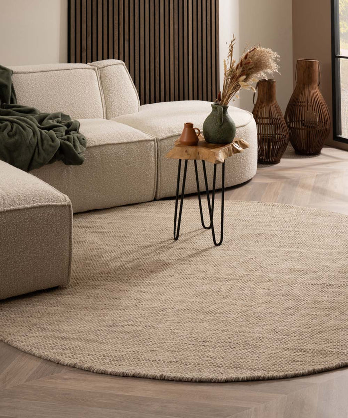 Nordic Weavers Rond wollen vloerkleed - Ulstein naturel|grijs - 300 cm