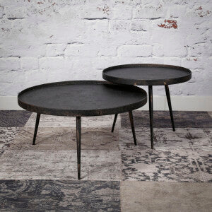 Hoyz - Salontafel Rond Metallic - Zwart - Set van 2 - 76x76x40