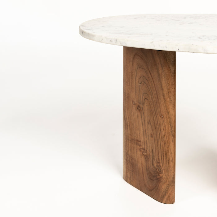 by fonQ Serenity Bijzettafel Marmer en Acaciahout - Wit