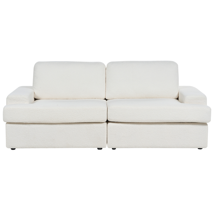 Beliani - ALLA - Driezitsbank - Gebroken wit - Bouclé