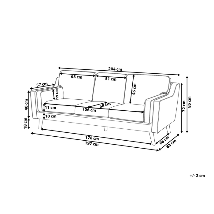 Beliani - LOKKA - Driezitsbank - Lichtbruin - Polyester