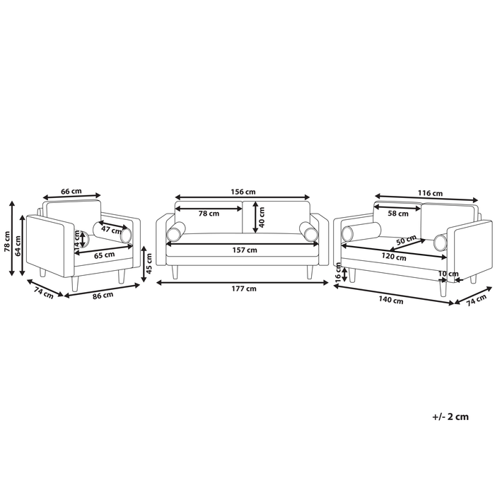 Beliani - NURMO - Woonkamer set 6-zits - Lichtbeige - Polyester