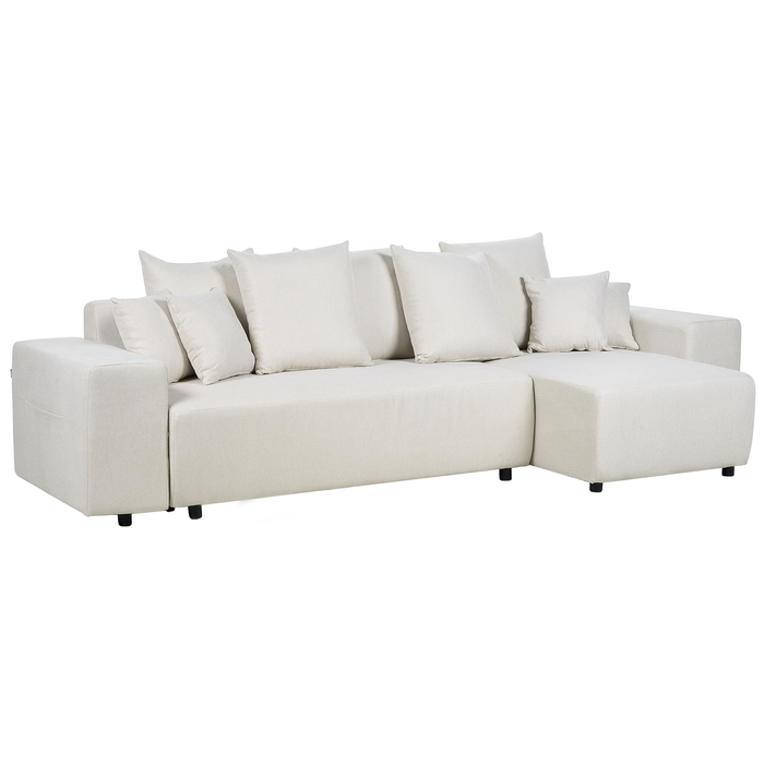 Beliani-LUSPA-Hoekbank met opbergruimte-Lichtbeige-Linkszijdig-Stof