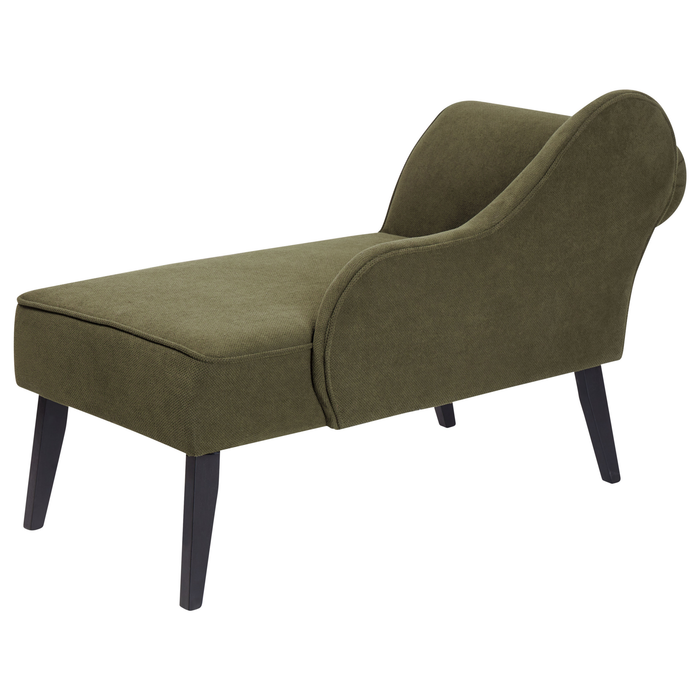 Beliani-BIARRITZ-Chaise longue-Olijfgroen-Linkerzijde-Polyester