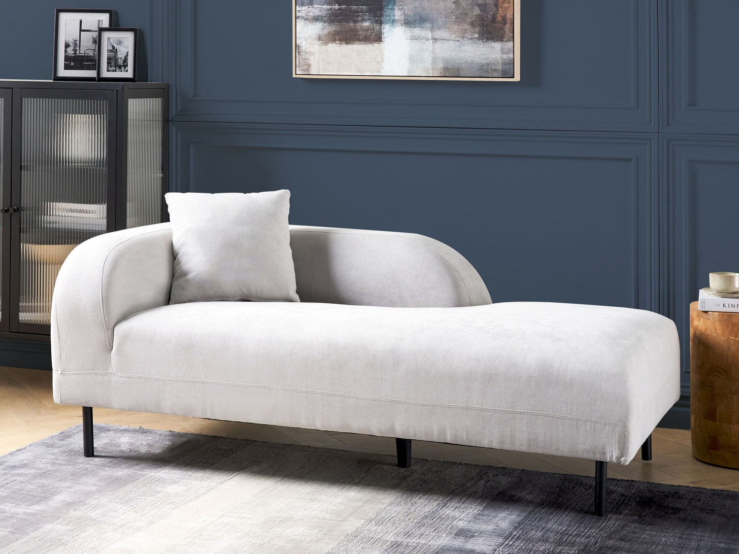 Beliani - LE CRAU - Chaise longue - Lichtgrijs - Linkszijdig - Stof