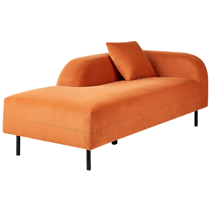 Beliani - LE CRAU - Chaise longue - Oranje - Rechtszijdig - Fluweel