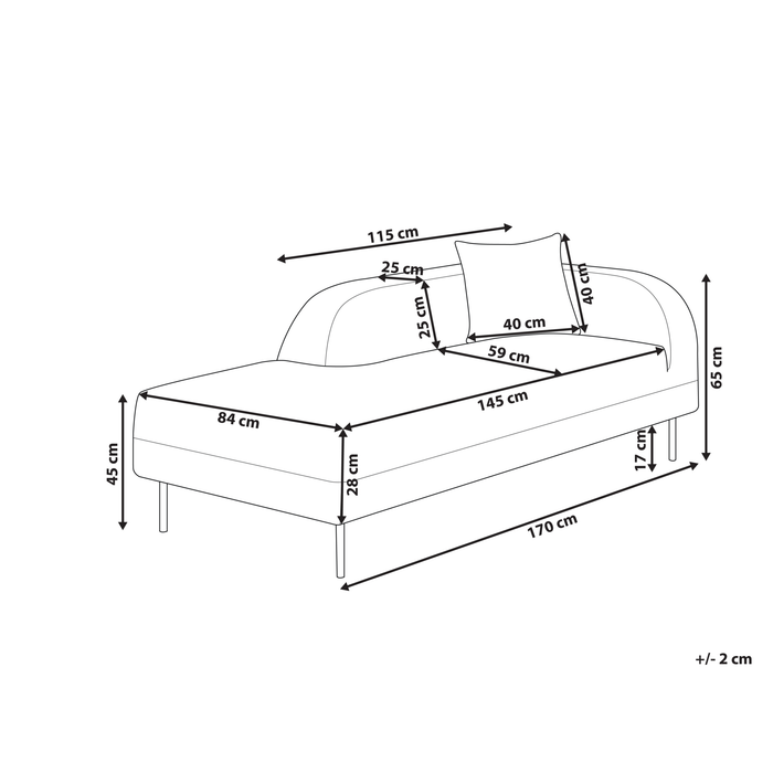 Beliani - LE CRAU - Chaise longue - Oranje - Rechtszijdig - Fluweel