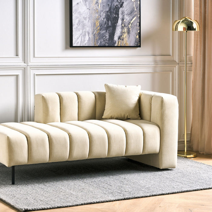 Beliani-LANNILS-Chaise longue-Gebroken wit-Rechts-Vegan kunstleer