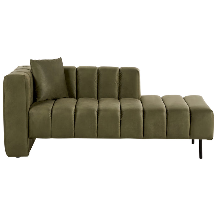 Beliani - LANNILS - Chaise longue - Olijfgroen - Linkszijdig - Fluweel