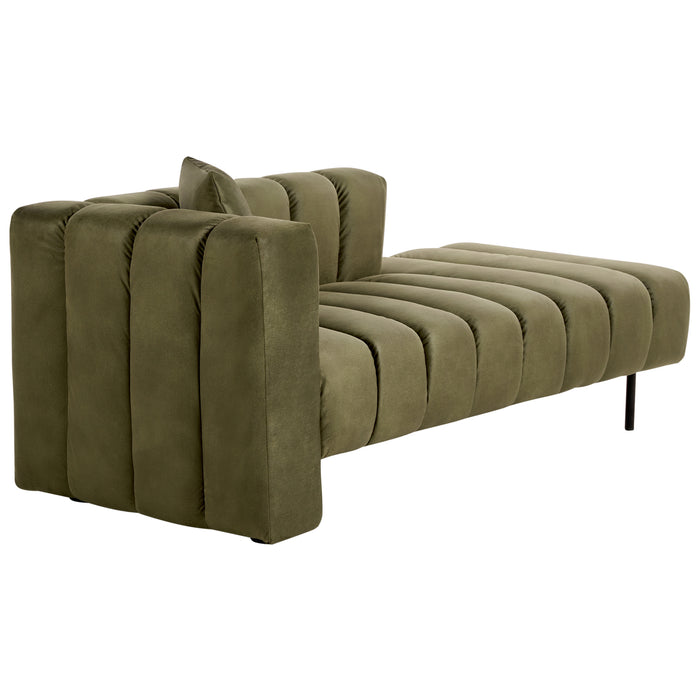 Beliani - LANNILS - Chaise longue - Olijfgroen - Linkszijdig - Fluweel