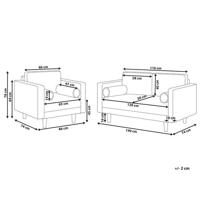 Beliani - NURMO - Woonkamer set 3-zits - Goudbruin - Polyester