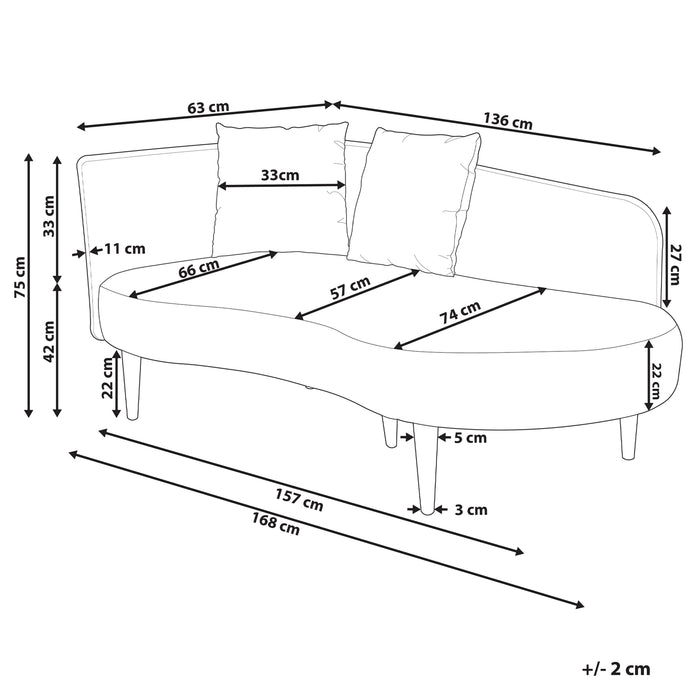 Beliani - CHAUMONT - Chaise longue - Taupe - Linkerzijde - Fluweel