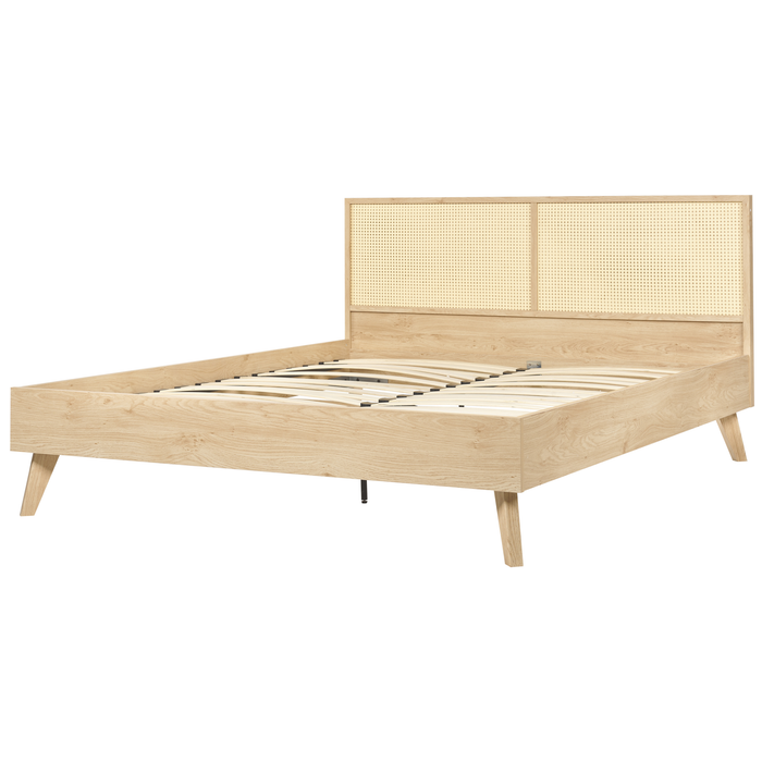 Beliani-MONPAZIER -Tweepersoonsbed-Lichthout-160 x 200 cm-Populierhout