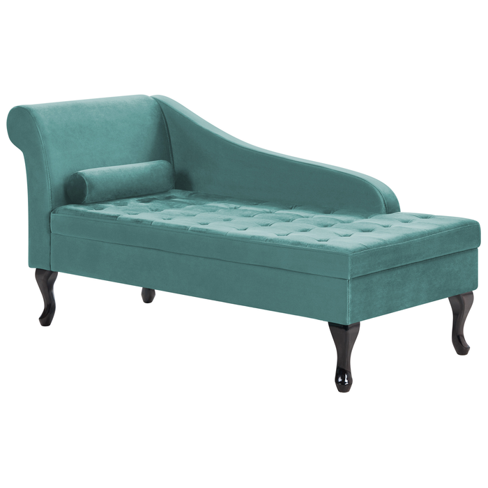 Beliani - PESSAC - Chaise longue - Blauwgroen - Linkerzijde - Fluweel