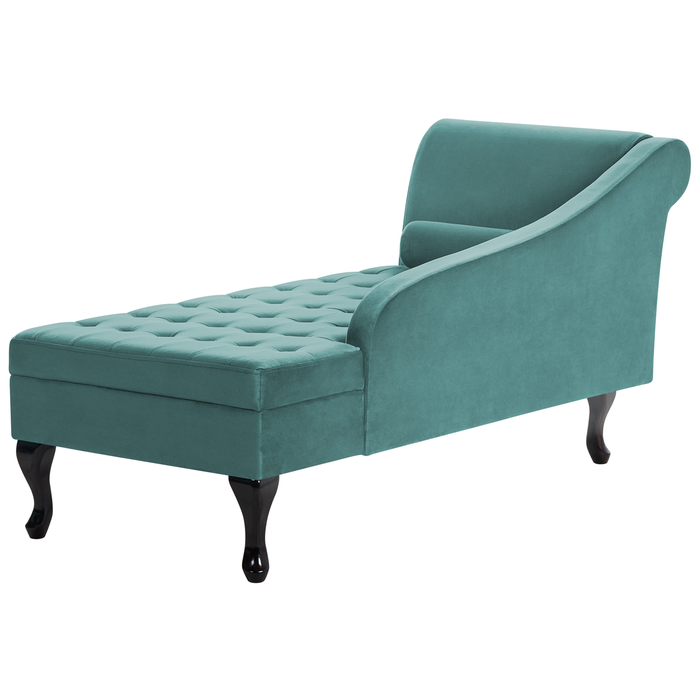 Beliani - PESSAC - Chaise longue - Blauwgroen - Linkerzijde - Fluweel