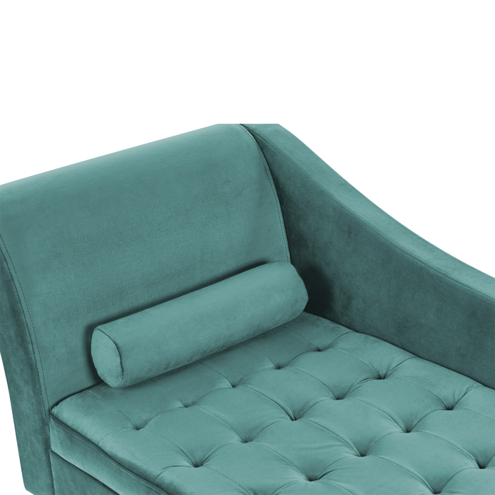 Beliani - PESSAC - Chaise longue - Blauwgroen - Linkerzijde - Fluweel
