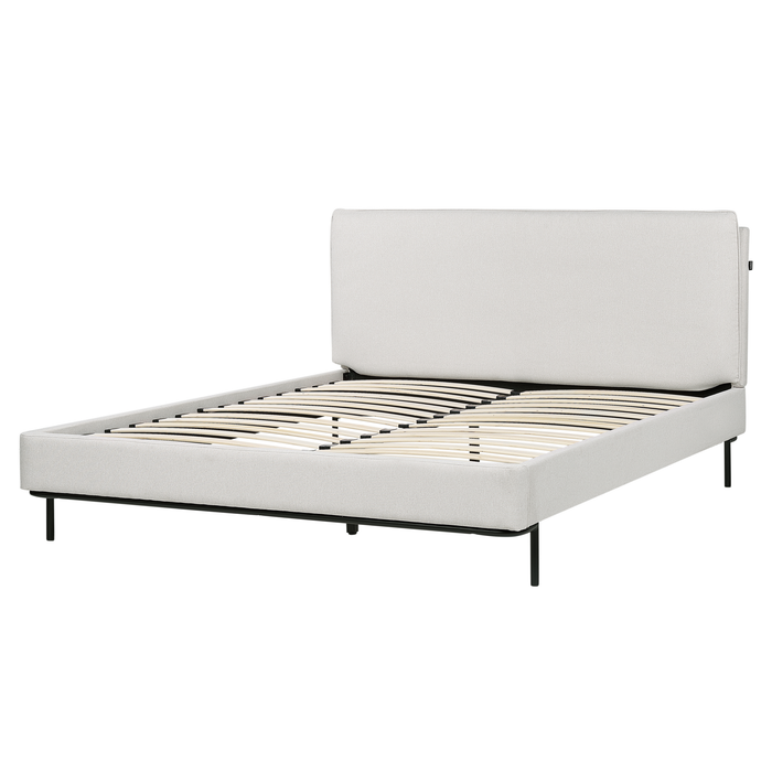 Beliani-CORIO-Tweepersoonsbed-Lichtgrijs-160 x 200 cm-Polyester