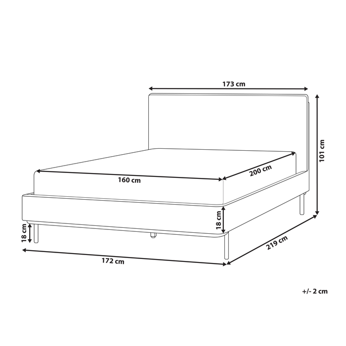 Beliani-CORIO-Tweepersoonsbed-Lichtgrijs-160 x 200 cm-Polyester