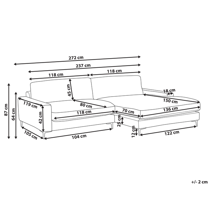 Beliani - MALOY - Hoekbank - Gebroken wit - Linkszijdig - Polyester