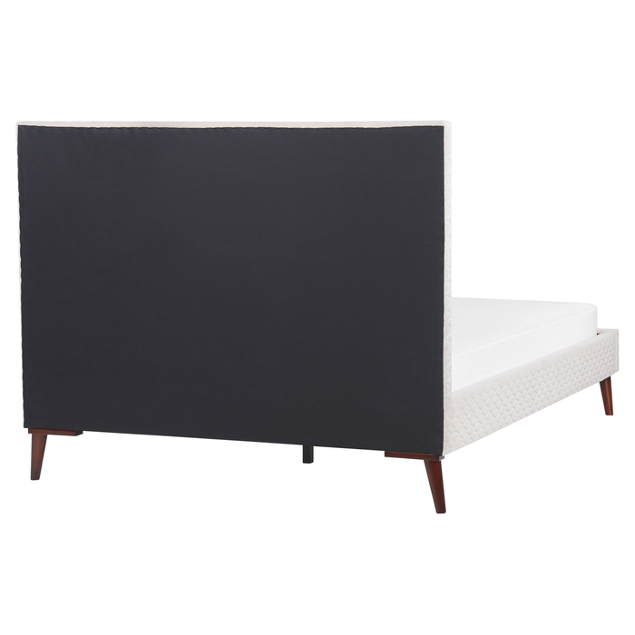 Beliani-BAYONNE-Tweepersoonsbed-Gebroken wit-140 x 200 cm-Fluweel