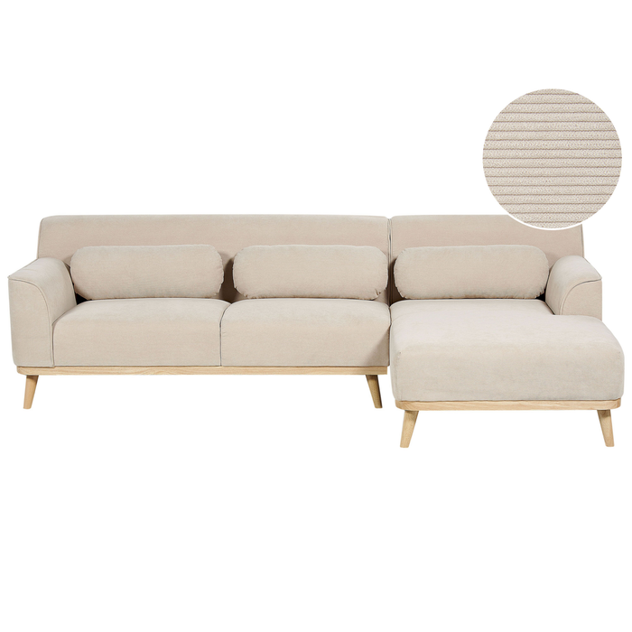 Beliani - SIMOS - Hoekbank - Lichtbeige - Linkszijdig - Corduroy