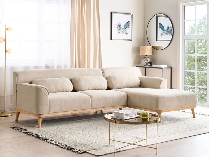 Beliani - SIMOS - Hoekbank - Lichtbeige - Linkszijdig - Corduroy