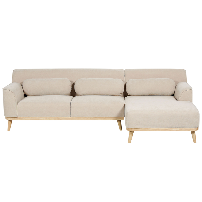 Beliani - SIMOS - Hoekbank - Lichtbeige - Linkszijdig - Corduroy