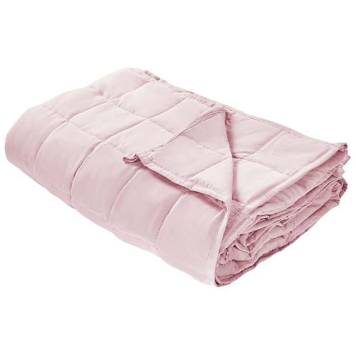 Beliani-NEREID-Verzwaringsdeken-Pastelroze-135 x 200 cm-Polyester