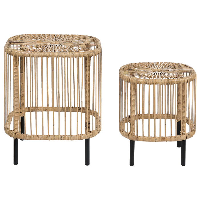 Beliani - MARATEA| CESENATICO - Loungeset 3-zits - Lichtbeige - Rotan