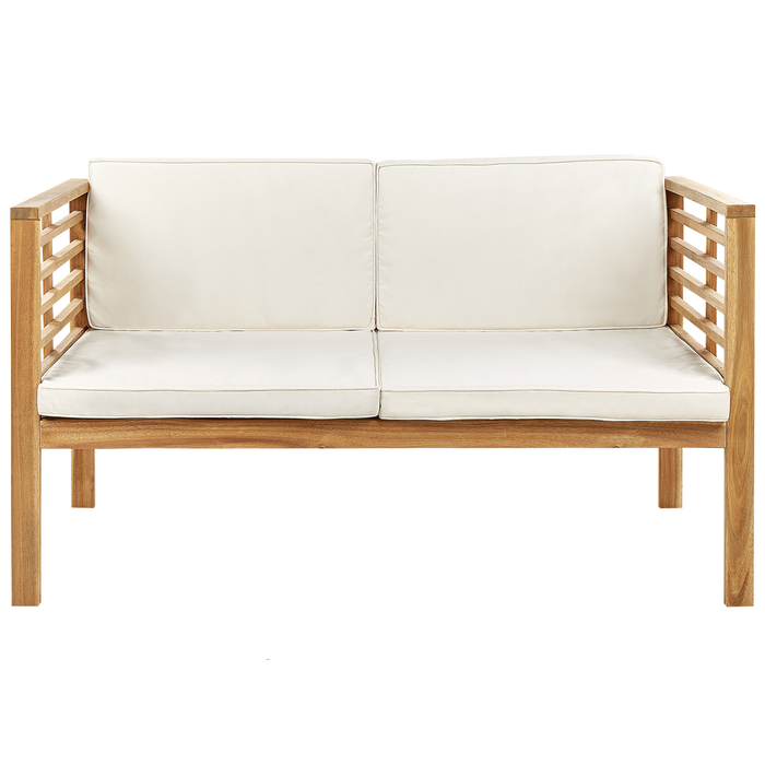 Beliani - PACIFIC - Loungeset voor 4 - Lichthout|Wit - Acaciahout