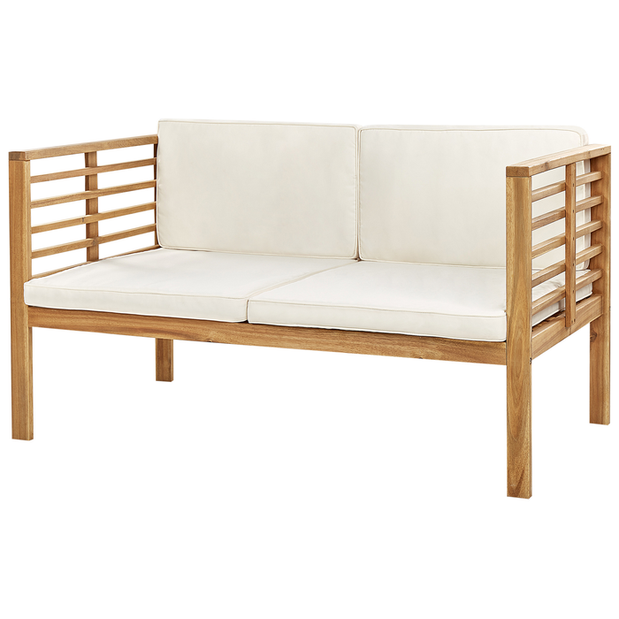 Beliani - PACIFIC - Loungeset voor 4 - Lichthout|Wit - Acaciahout