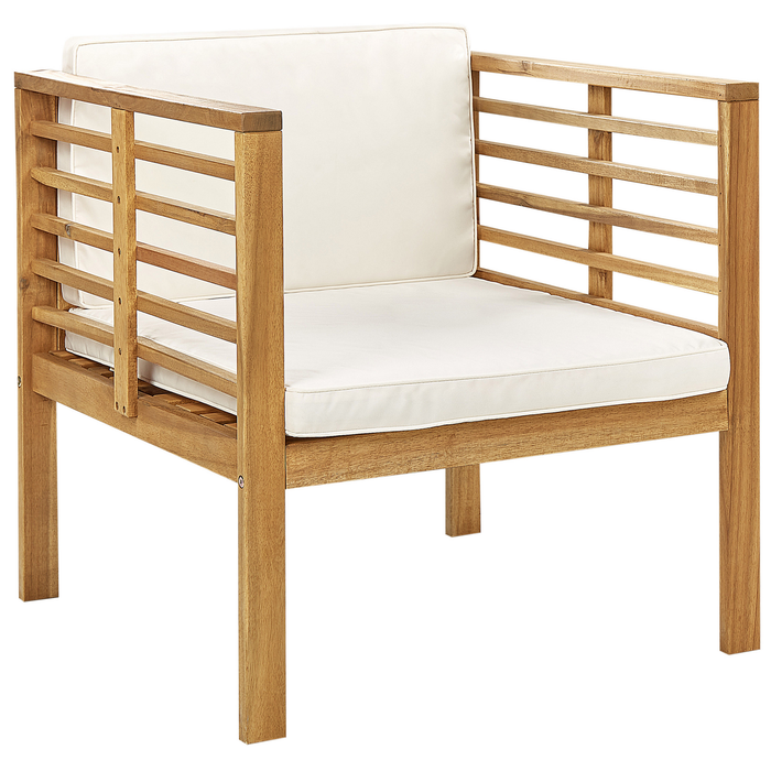 Beliani - PACIFIC - Loungeset voor 4 - Lichthout|Wit - Acaciahout
