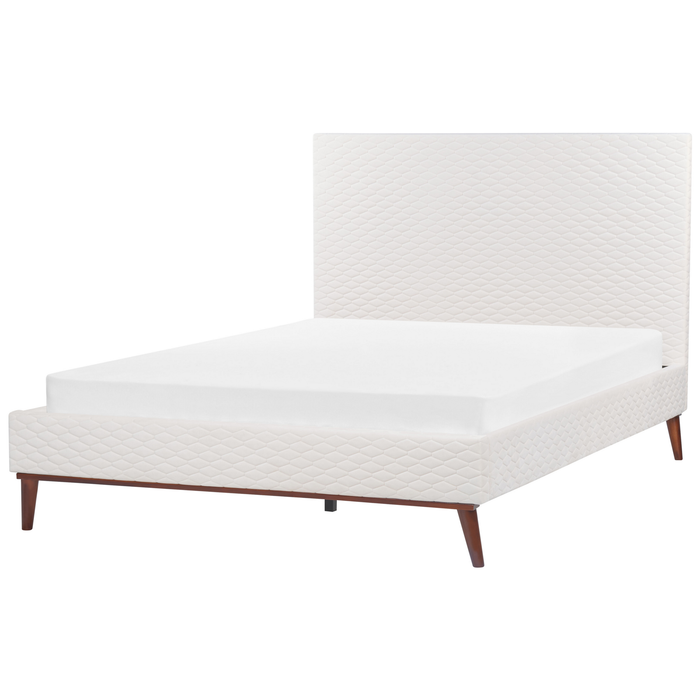 Beliani-BAYONNE-Tweepersoonsbed-Gebroken wit-160 x 200 cm-Fluweel