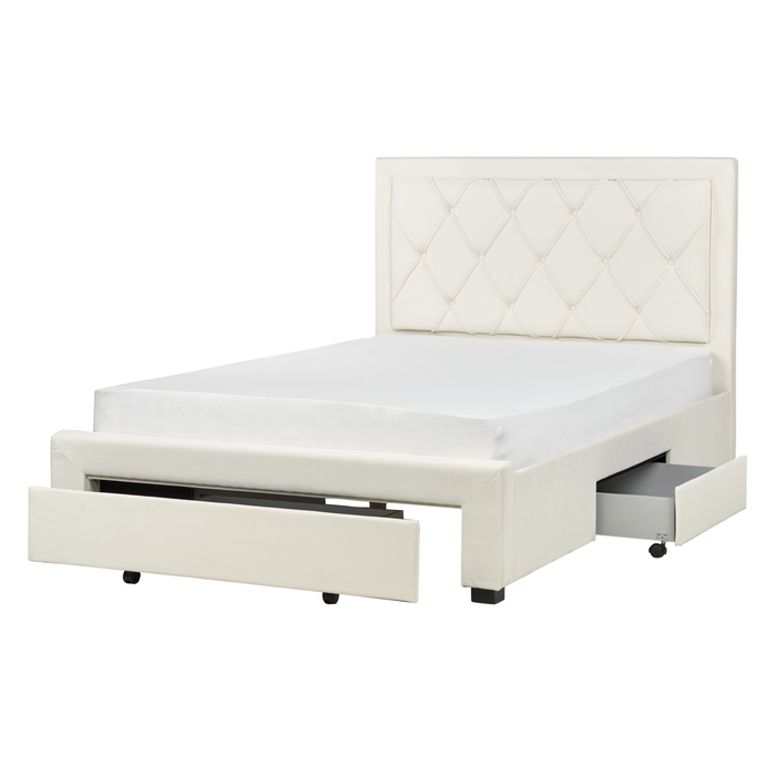 Beliani-LIEVIN-Bed met opbergruimte-Lichtbeige-140 x 200 cm-Fluweel