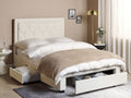 Beliani-LIEVIN-Bed met opbergruimte-Lichtbeige-140 x 200 cm-Fluweel