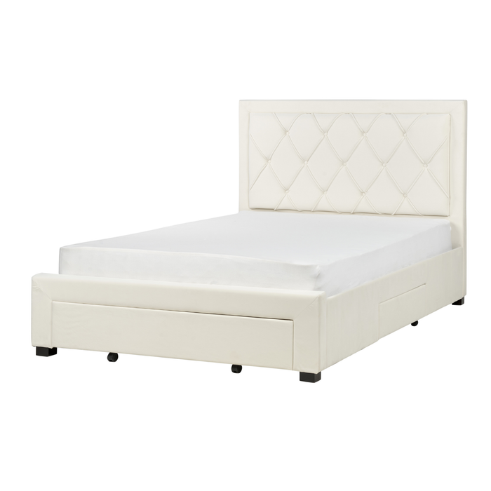 Beliani-LIEVIN-Bed met opbergruimte-Lichtbeige-140 x 200 cm-Fluweel