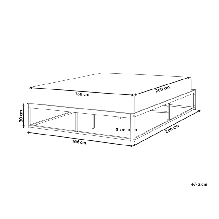 Beliani - VIRY - Tweepersoonsbed - Zwart - 160 x 200 cm - Metaal