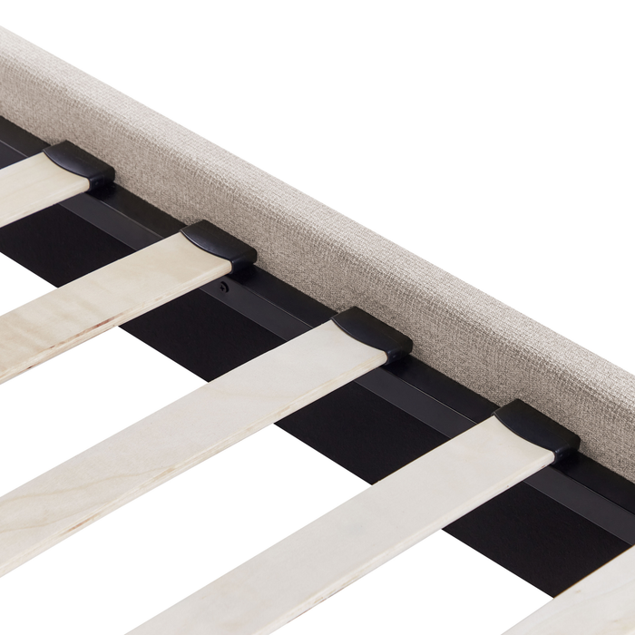 Beliani-ROANNE -Tweepersoonsbed-Lichtbeige-180 x 200 cm-Polyester