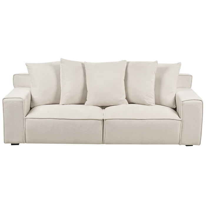 Beliani - VISKAN - Driezitsbank - Gebroken wit - Chenille