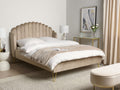Beliani - AMBILLOU - Tweepersoonsbed - Taupe - 140 x 200 cm - Fluweel