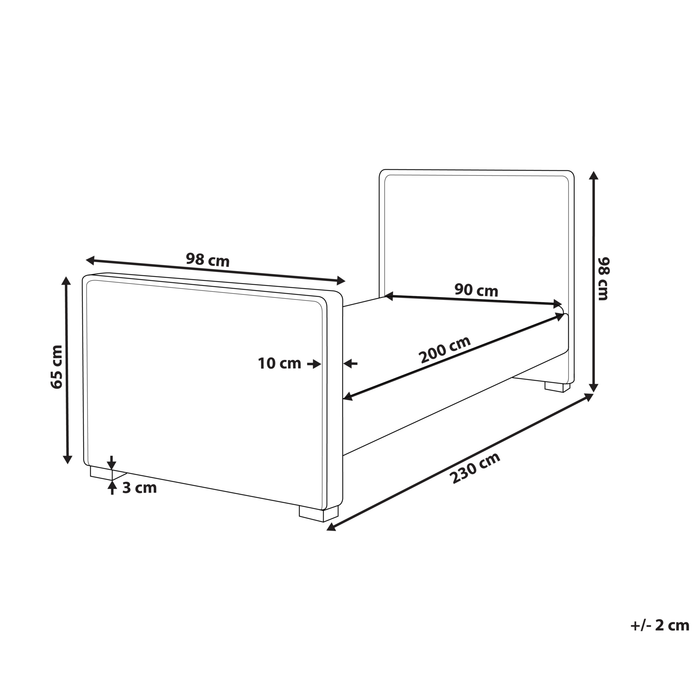 Beliani - TEENIE - Eenpersoonsbed - Lichtgrijs - 90 x 200 cm - Fluweel